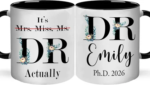 Miniatura 14 de A62227 - Taza de regalo de graduación personalizada con datos nutricionales de doctorado, nombre personalizado y año para mujeres, regalos de nuevo