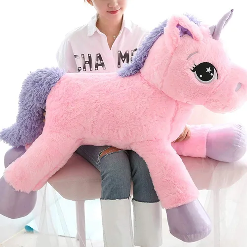 Miniatura 2 de Almohada grande de peluche de unicornio – Juguete de peluche gigante de unicornio para cumpleaños, San Valentín, dormitorio (rosa, 31 pulgadas)