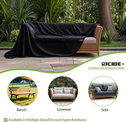 Miniatura 7 de RICHIE Funda de sofá biplaza para patio, funda impermeable para sofá de 2 plazas para exteriores, con ventilación de aire, resistente a los rayos