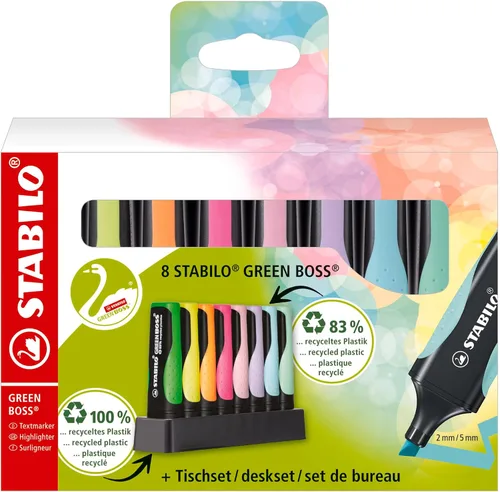 Miniatura 2 de Resaltador STABILO GREEN BOSS Pastel - Cartera de 4 colores surtidos
