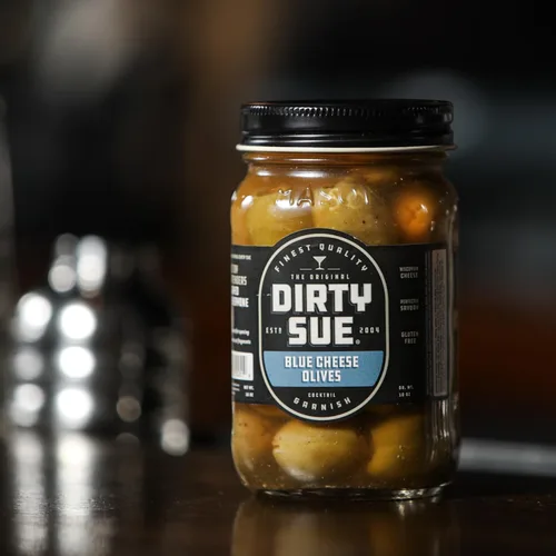 Miniatura 2 de Dirty Sue Aceitunas rellenas y cebollas - Juego de 2 tarros de 16 onzas (queso azul)