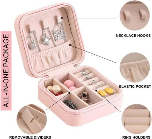 Miniatura 2 de Joyero personalizado con tu nombre y mes de la flor de nacimiento, organizador de joyas de cuero personalizado, estuche de viaje, regalos Negro