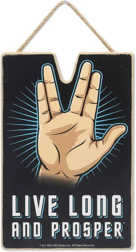 Open Road Brands Star Trek Live Long and Prosper Vulcan Salute - Decoración de pared de madera colgante - Divertido letrero de Star Trek para hombre