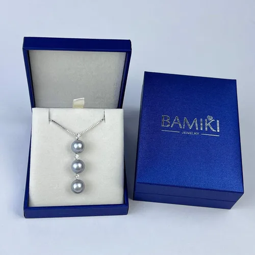 Miniatura 12 de Collar de perlas negras, blancas, doradas, grises para mujer, collar con colgante de plata esterlina, perlas cultivadas en agua salada auténticas