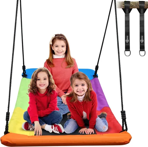 Trekassy Columpio de árbol de plataforma Skycurve de 700 libras y 60 pulgadas para niños y adultos, resistente al desgaste con 2 correas para colgar