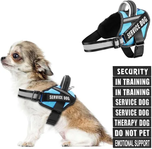 Miniatura 23 de Juego de arnés y parches para chaleco de perro, arnés para perro de servicio en entrenamiento Animire con 10 parches para perros, chaleco Rosa