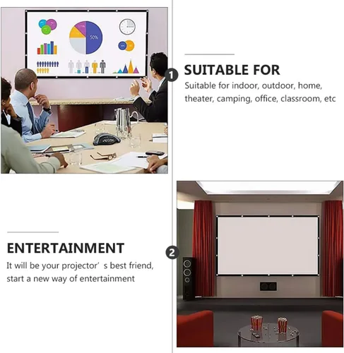 Miniatura 9 de Kisangel Foldable Portable Projector Screen for Indoor Office Use Lightweight Polyester Movie Projection Screen for Home Theater and Outdoor