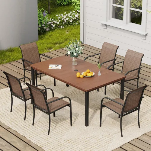 Miniatura 30 de VICLLAX Juego de 2 sillas de patio pequeñas para exteriores, juego de sillas apilables para patio y mesa de comedor cuadrada para porche delantero
