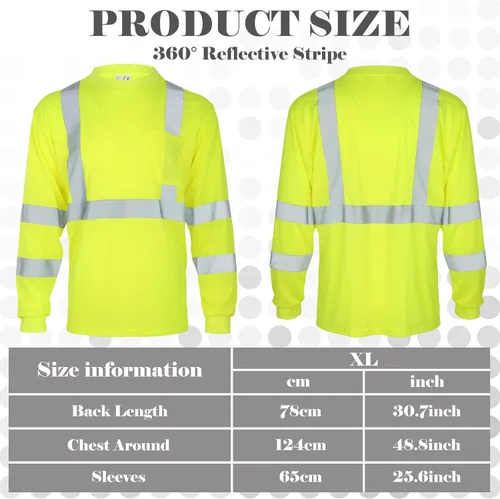 Miniatura 2 de Amylove 4 piezas de camisa de seguridad de manga larga reflectante de alta visibilidad, camisas de trabajo de construcción para hombres y mujeres