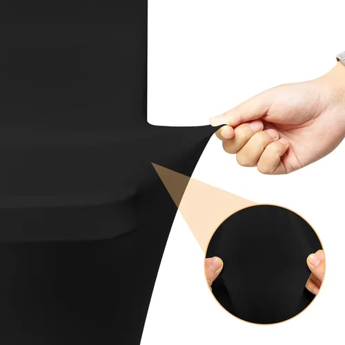 Miniatura 5 de Paquete de 2 manteles de elastano negro de 6 pies para mesas rectangulares, ajustado y elástico, lavable, resistente a las arrugas, perfecto