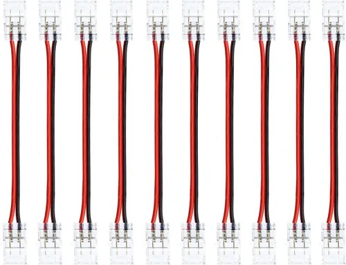 Miniatura 12 de LightingWill Conectores LED de 2 pines de 0.315 in, 10 unidades DC hembra conector transparente sin soldadura, conector de luz de cinta LED 2