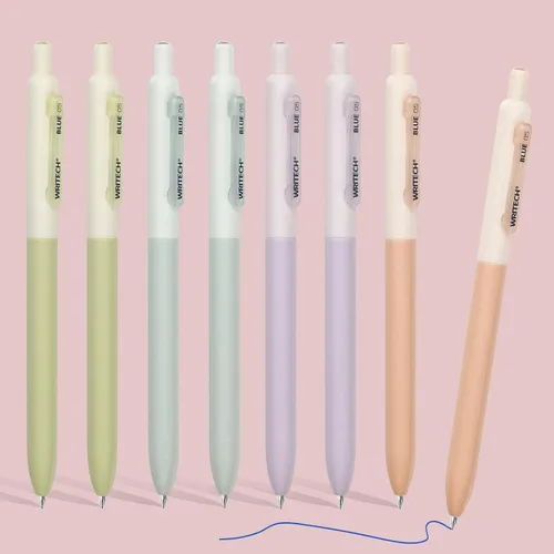 Miniatura 11 de WRITECH Bolígrafos de gel de punta fina: tinta multicolor retráctil de 0.5mm, 8 unidades, clic silencioso, sin manchas, escritura extra suave, punta