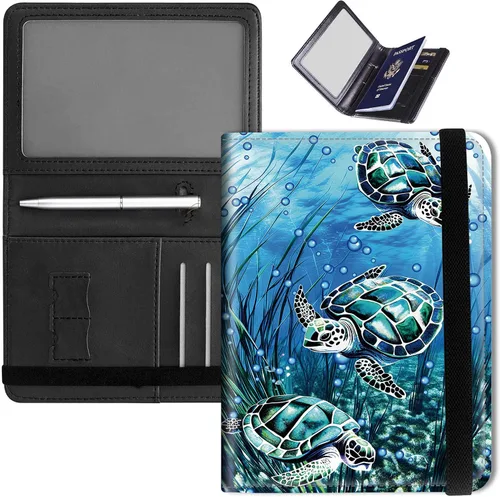 Combo de portatarjetas de pasaporte y vacunación con bloqueo RFID-X-1, Tortuga, Minimalista