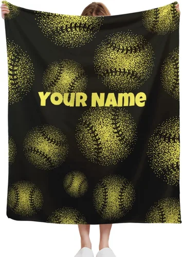 Manta de béisbol personalizada, regalos de béisbol personalizados para niños y niñas, ultra suave, personalizable, decoración de cama, sofá,