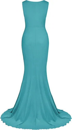 Miniatura 3 de Vivinew Vestido de maternidad sin mangas con lazo en la cintura elegante vestido maxi ajustado de sirena para sesión de fotos