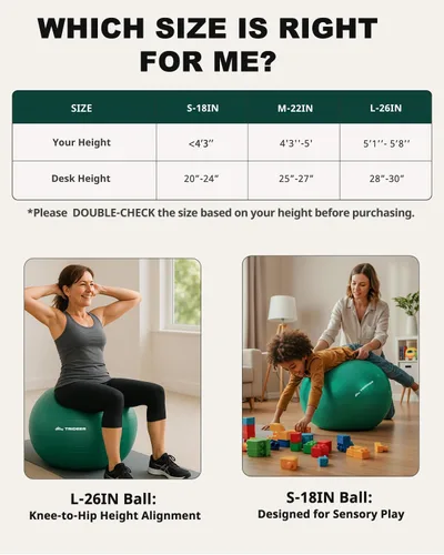 Miniatura 6 de Trideer Pelota de ejercicio para fisioterapia y entrenamiento - Pelota suiza para fuerza y equilibrio del núcleo