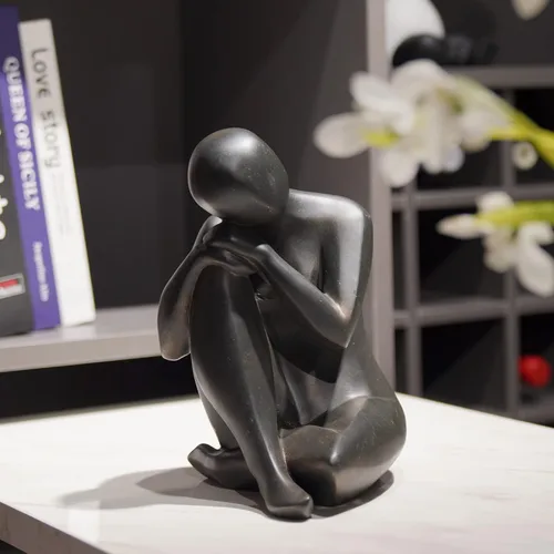 Miniatura 6 de Guichifun Estatua de pensador escultura abstracta de resina, figura coleccionable de mujer, arte en casa, oficina, estantería, objetos decorativos