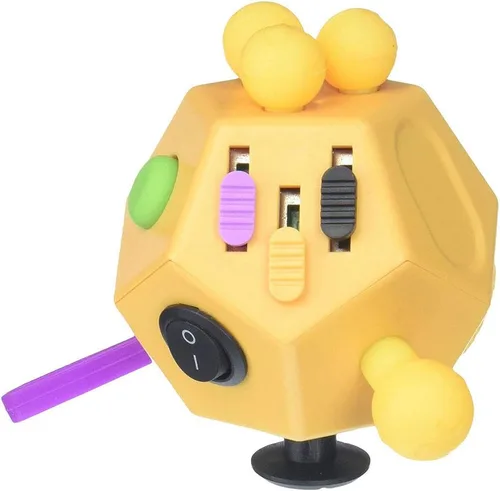 Miniatura 8 de Juguetes de Cubo de 12 Lados, Cubo de Juguetes Fidget Alivia el Estrés y la Ansiedad para Niños y Adultos con TDA, TOC, TDAH, Autismo (Negro / B2)