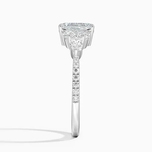 Miniatura 2 de IGI 1.56Carat Emerald Excellent Cut Four Claw Prongs Lab Created Diamond Engagement Ring With Side Marquise and Round Lab Diamonds In 14k Gold For