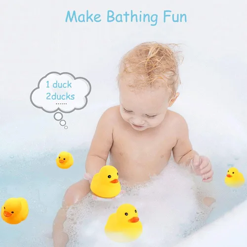 Miniatura 6 de YUERFEILA Juguetes de pato de baño, 30 piezas de mini patos de goma chirriantes y flotadores, juguete para baby shower, decoración de fiesta para 30