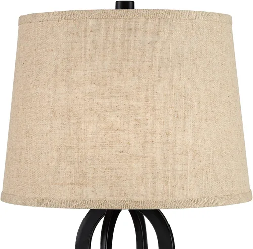 Miniatura 6 de 360 Lighting Marcel - Juego de 2 lámparas de mesa industriales modernas de 24.25 pulgadas de alto con puerto de carga USB y luz nocturna LED de tela