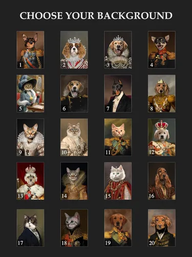 Miniatura 3 de Pintura personalizada para retratos de mascotas de perros y gatos, estilo renacentista sobre lienzo, retrato real de mascotas a partir de la foto
