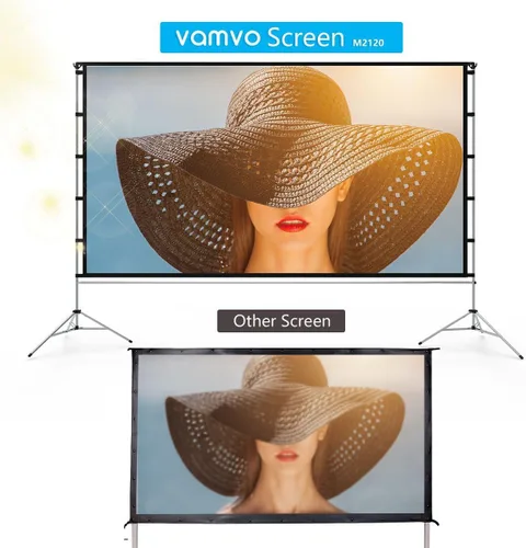 Miniatura 9 de Vamvo - Pantalla de proyector para exteriores, pantalla de proyectores portátiles con soporte de aleación de aluminio, pantallas plegables de 120