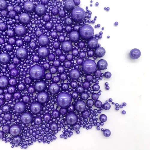 Weraru Gránulos comestibles de azúcar con perlas moradas, tamaño mezclado, para hornear, decoraciones comestibles para pasteles, decoración de
