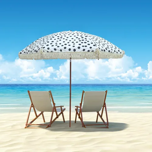 Miniatura 6 de Hula - Sombrilla Tiki de paja tropical, palapa, rafia, tiki hut, sombrilla hawaiana para patio con flecos, sombrilla bohemia de 6 pies 8 pies y 9
