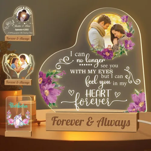Miniatura 17 de Luz nocturna con foto personalizada, lámpara LED con nombre de corazón, lámpara acrílica personalizada con imagen, regalo para su novia, amante