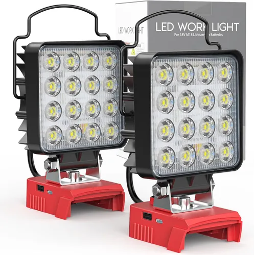 Miniatura 12 de MtiolHig Luz de trabajo LED inalámbrica compatible con batería Milwaukee de 18 V - Luz de construcción de inundación portátil de emergencia