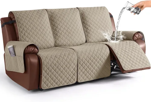 Miniatura 43 de KinCam Funda impermeable para sofá biplaza reclinable, fundas antideslizantes para sofá reclinable de 2 asientos, funda de sofá reclinable