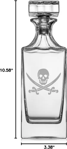 Miniatura 2 de Decantador de whisky de vidrio de 30 oz con tapón de vidrio regalo pirata