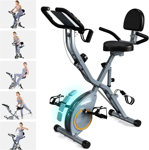 USLIM Bicicleta de Ejercicio Plegable Bicicletas Estáticas para el Hogar, Bicicleta de Entrenamiento Interior 5 EN 1, Bicicleta de Ciclismo con