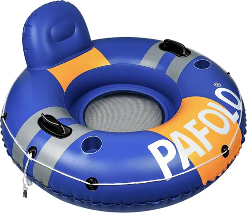 River Tubes for Floating Heavy Duty, Pool Float Adult, 53" Inflatable Float Tube for Beach Lake Rafting, River Floats with Mesh Bottom Azul y naranja