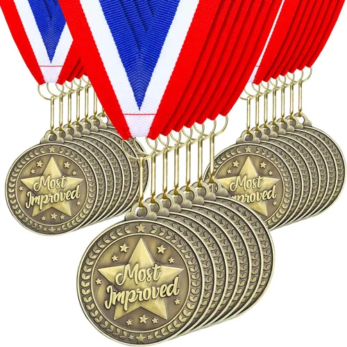 Miniatura 21 de Quelay 30 piezas Medallas de premio de 2" al por mayor, medallas ganadoras de oro con cintas para el cuello, medallas de trofeo de metal, premio