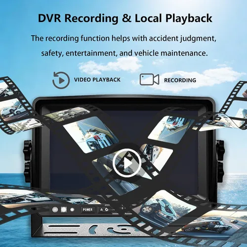Miniatura 5 de Sistema de cámara RV de 7 pulgadas para caravana, semirremolque, cámper, 4 pantallas divididas, monitor de grabación HD DVR + cámara de visión