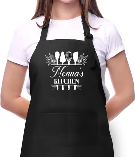 Nonna's Kitchen Delantal – Delantal de cocina para mamá – Delantal de cocina con bolsillo – Regalos del día de la madre para Nonna – Regalo de