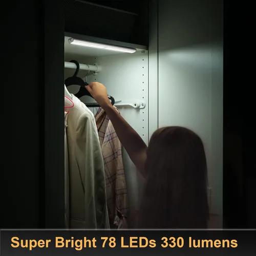 Miniatura 3 de MOSTON Luces de armario recargables superbrillantes 78 LED con sensor de movimiento, iluminación nocturna para armario de cocina, debajo