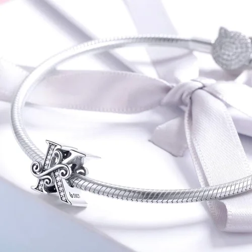 Miniatura 2 de BETTY&SARAH dije de plata esterlina 925 con forma de letra, para pulseras Pandora, letra del alfabeto, joya, regalo para mujer
