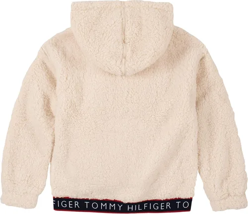 Miniatura 2 de Tommy Hilfiger Sudadera con logotipo para niña, sudadera con capucha de forro polar con cremallera completa frontal y bolsillos