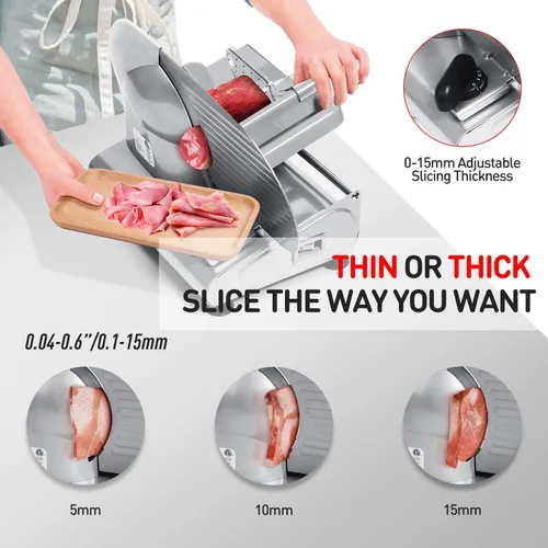 Miniatura 4 de Cortador de carne, Techwood Cortador eléctrico de alimentos delicatessen con hoja de acero inoxidable extraíble de 9", Cortador de queso, frutas