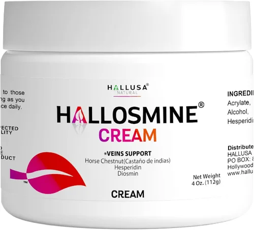 Hallusa Natural Hallosmine Crema para piernas con diosmina, hesperidina y castaño de indias | Crema refrescante para el cuidado de la piel con