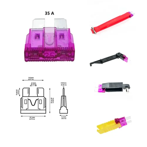 Miniatura 2 de (100 piezas) 35 amperios, fusible de hoja estándar de 35 A, fusible estándar de 35 A, fusible de hoja automotriz de 35 A, fusible de coche de 35 A