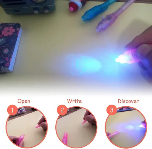 Miniatura 3 de 30 bolígrafos de tinta invisible con luz UV, bolígrafos espía con mensaje secreto, marcadores de tinta invisible mágica, recuerdos de fiesta