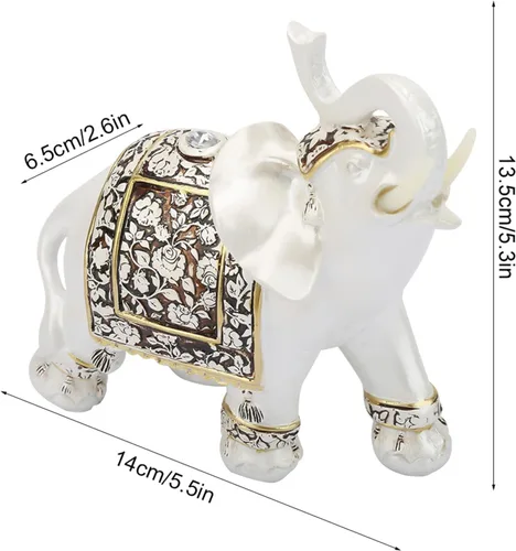 Miniatura 2 de Estatua decorativa de elefante de resina blanca, 6.7 pulgadas, adorno coleccionable de Feng Shui de buena suerte y riqueza para oficina en casa