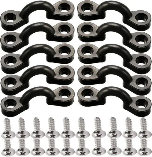 Miniatura 9 de Kit de almohadillas para kayak, 10 trabillas elásticas de nailon para cubierta con 20 tornillos para lancha, kit de aparejo de cubierta de kayak