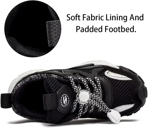 Miniatura 4 de HOBIBEAR Tenis deportivos para correr para niños y niñas, con velcro, ligeros y transpirables (niños pequeñosniños grandes)