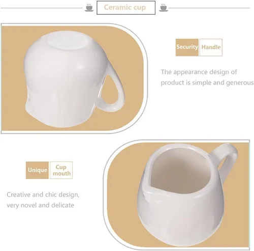 Miniatura 9 de YARNOW Juego de 4 mini jarras de leche de cerámica de 1.6 onzas, jarras de crema de porcelana con asa, tazas pequeñas de cerámica para salsa de café