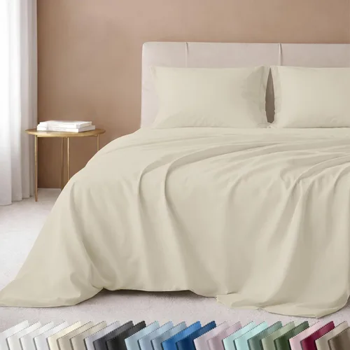 Miniatura 12 de California Design Den Juego de sábanas de lujo tamaño King - 100% algodón, 600 número de hilos, sábanas King de bolsillo profundo, ropa de cama